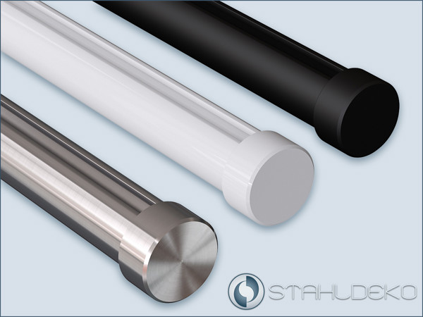 Endkappe für runde und Innenlauf-Gardinenstangen Ø20mm in Edelstahl, Aluminium-Weiß und Aluminium-Schwarz Kappe für Ø 20 mm in V2A-Edelstahl Alu-weiß oder Alu-schwarz