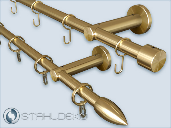 Messing - Gardinenstange Pfosten-16 einläufig, Rohr-Durchmesser 16 mm, Wandmontage, Wandbefestigung Messing - Gardinenstange Pfosten-16 einläufig, Rohr-Durchmesser 16 mm, Wandmontage, Wandbefestigung