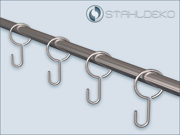 Stahlhaken - Ringhaken, Relinghaken und Seilhaken, für Rohre und Stangen mit 10mm-Durchmesser Stahlhaken - Ringhaken, Relinghaken und Seilhaken, für Rohre und Stangen mit 10mm-Durchmesser