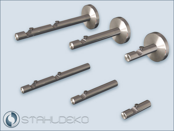 Stangenträger Sont10, Edelstahl-V2A, 1-läufig kurz oder lang, 2-läufig, für Gardinenstangen, Handtuchstangen oder Reling Stangenträger Sont10, Edelstahl-V2A, 1-läufig kurz oder lang, 2-läufig, für Gardinenstangen, Handtuchstangen oder Reling