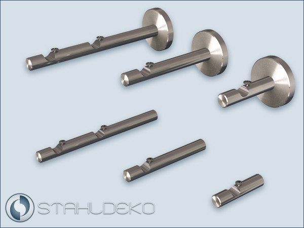 Stangenträger Sont10, Edelstahl-V2A, 1-läufig kurz oder lang, 2-läufig, für Gardinenstangen, Handtuchstangen oder Reling