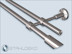 Zweiläufige Stilgarnitur aus Edelstahl, Rohr 16mm mit Primo-16 Trägern, Turris Endknöpfen und ohne Gardinenhaken.