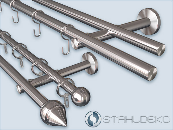 Doppellauf-Stilgarnitur Sont-16 aus Edelstahl mit einem 16-mm-Rohr beliebig konfigurieren. Doppellauf-Stilgarnitur Sont-16 aus Edelstahl mit einem 16-mm-Rohr beliebig konfigurieren.