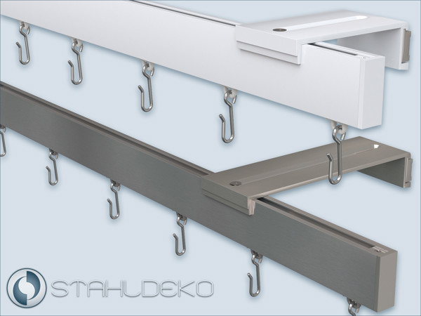 Innenlauf-Gardinenstange sleek 14x35 mm, Wandmontage, Edelstahl oder Weiß Innenlauf-Gardinenstange sleek, Wandbefestigung, Edelstahl oder Weiß
