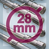 28mm Gardinenstangen-Systeme für Wandmontage, zweiläufig Ø28 mm Gardinenstangen aus Edelstahl-V2A 2-läufig für Wandmontage