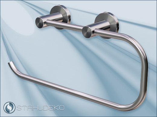 WC-Ersatzrollenhalter für Toilettenpapier, aus V2A- Edelstahl, Model Doppel-Pfosten10 mit Sockelscheibe. WC-Ersatzrollenhalter für Toilettenpapier, aus V2A- Edelstahl, Model Doppel-Pfosten10 mit Sockelscheibe.