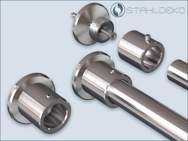 Stangenträger Wandlager für Rohre und Stangen mit 16mm-Durchmesser, Nischen-Montage Edelstahl - V2A. Stangenträger Wandlager für Rohre und Stangen mit 16mm-Durchmesser, Nischen-Befestigung Edelstahl - V2A.