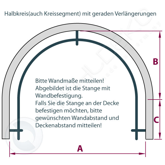 Gardinenstange gebogen als Halbkreis, für Ihre Halbkreis-Erker-Fenster