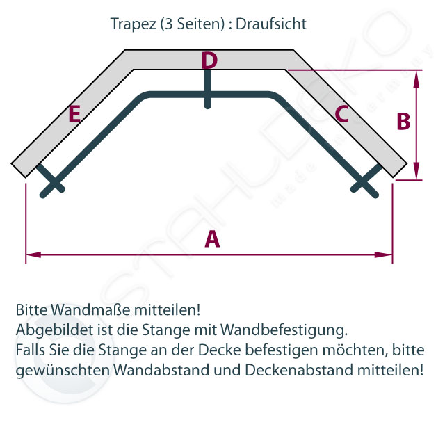 Gebogene Vorhangschiene in Trapez-Form, für einer Erker mit 3 Seiten Vorhangschienen biegen