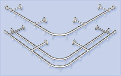 Stangen aus Aluminium mit Außenbogen, 1 oder 2-läufig, Alustangen 16mm