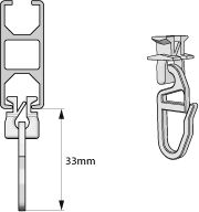 Drehgleiter mit Gardinenhaken für eckige Innenlauf-Vorhangschiene 14x35mm