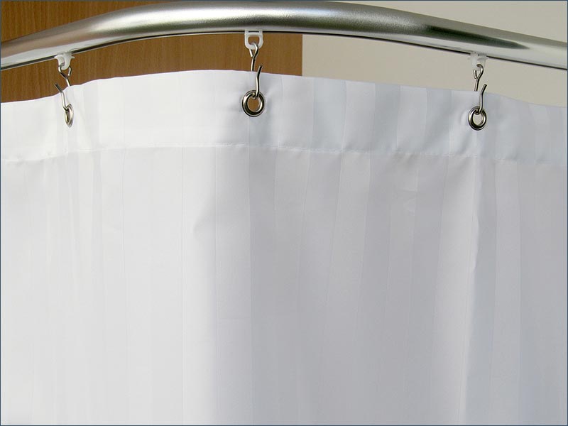 Duschvorhanggleiter mit Edelstahlhaken passen hervorragend zur Befestigung von unseren Duschvorhängen mit Edelstahlösen