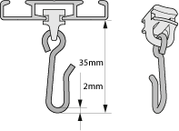 Gardinengleiter mit Edelstahlhaken für unsere Gardinenschienen aus Aluminium