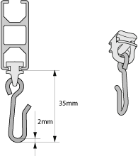 Gardinengleiter mit Haken aus Edelstahl für eckiges AQluprofil 14x35mm