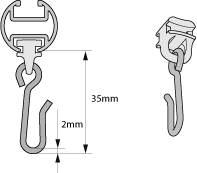 Gleiter mit Haken aus Edelstahl für runde Vorhangschiene 20mm