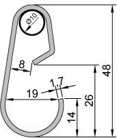 Haken für Wandgarderobe aus V2A-Edelstahl, sehr stabil, gebogen aus 1,7 x 3,2mm Flachstahl, Enden sind gestanzt.