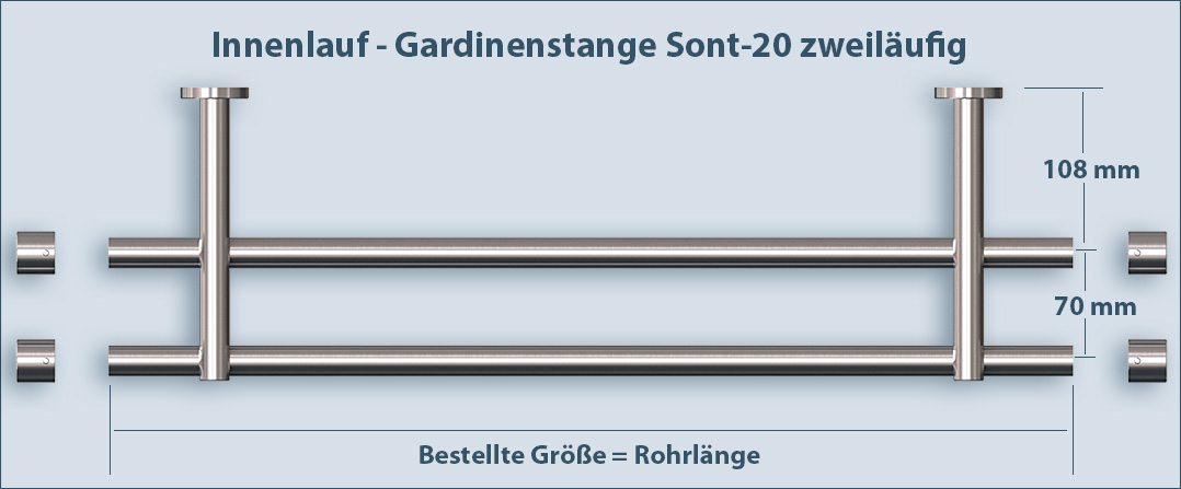 Richtige Länge bestellen: 2-läufige Innenlauf-Gardinenstange sont-20