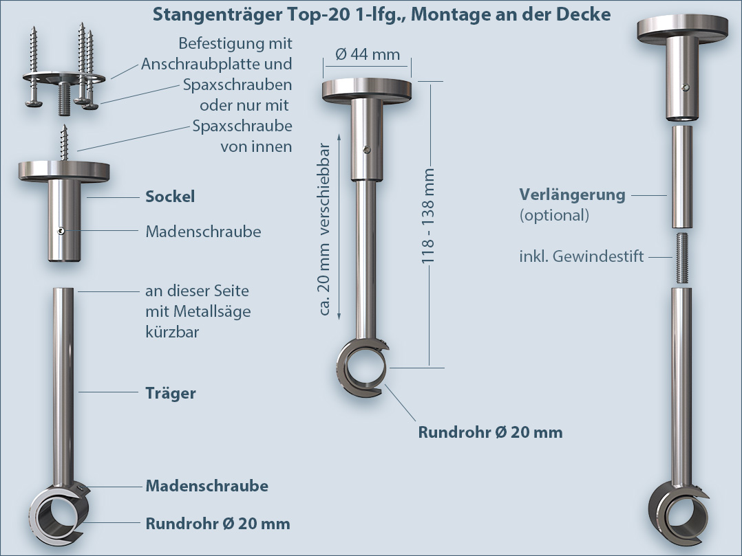 Top-20 für Montage an Gardinenstange der Decke,