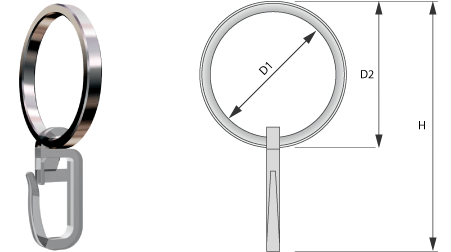 Ringe für Duschvorhang, Maße