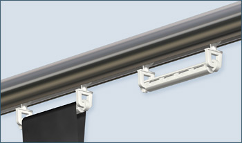 Gleiter für Vorhänge mit Schlaufen mit Innenlauf-Aluprofil mit 20mm-Durchmesser