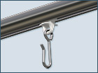 Vorhanggleiter mit Edelstahlhaken für rundes Profil aus Aluminium 16mm