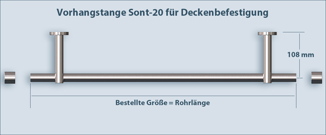 Vorhangstange sont-20 für Decke richtige Länge bestellen