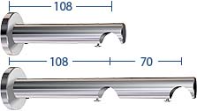Wandbefestigung für Innenlauf-Gardinenstangen, für 20mm-Profile aus Aluminium, sowie Rohre und Stangen, ein- oder zweilauf-System
