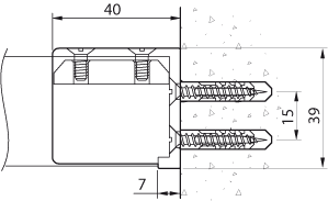 Wandbefestigung von Innenlaufprofilen, Wandlager aus Kunststoof für eckiges Profil 14x35mm