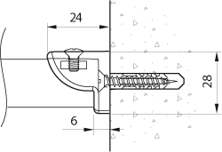 Wandbefestigung von Innenlaufprofilen, Wandlager aus Kunststoof für 20mm-Schienen