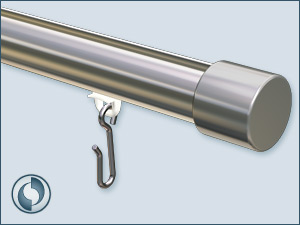 Innenlauf-Gardinenstangen für Aluminium-Weiß Endkappe und und runde Ø20mm Edelstahl, in