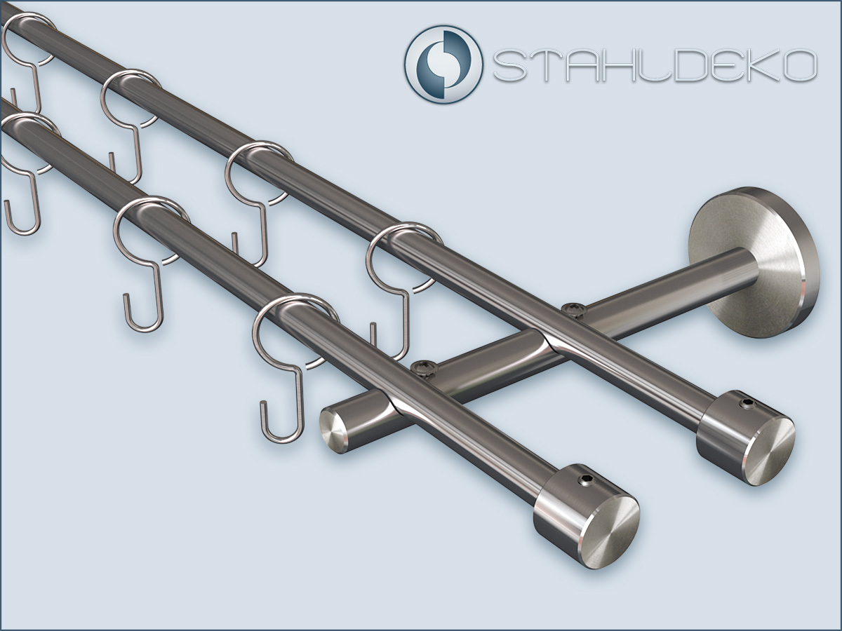 Vorhangstange aus zweiläufig Sont-10 Edelstahl-V2A Maß nach selber