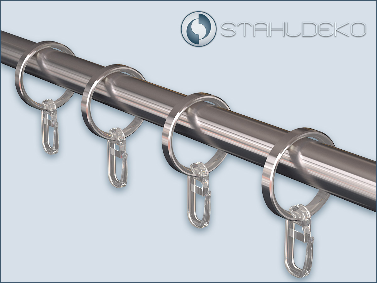 Ring 16 aus V2A-Edelstahl, mit Ü-Haken, Gardinenring, Vorhangring oder Duschvorhangring