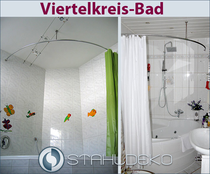 Runde Duschvorhangstange für Viertelkreis-Badewanne, Farben Edelstahl oder Weiß