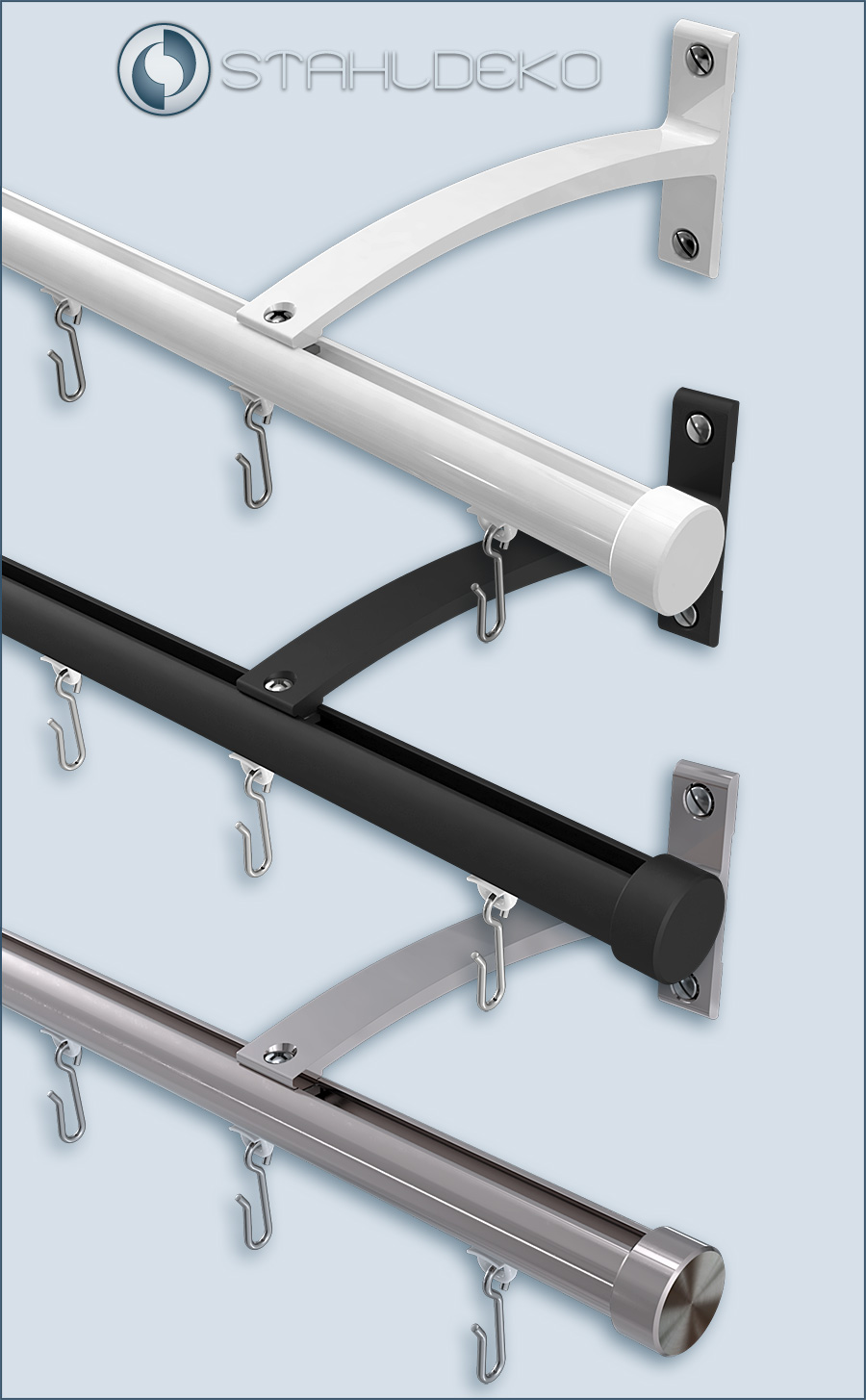 für Gardinenstange Aluminium Profil Schiene 20 mm in Edelstahloptik z.B 