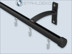 Gardinenstangen Bend Innenlauf Profil 20mm Aluminium-Schwarz 1-lauf kurz