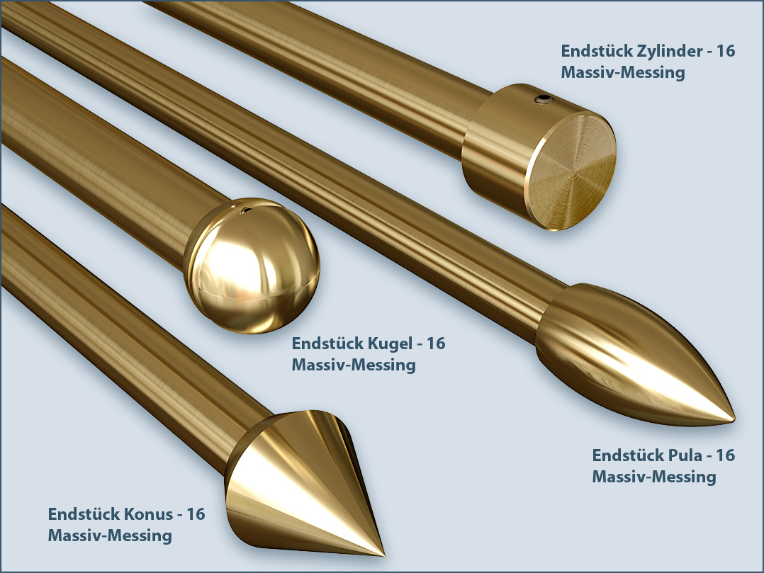 Messing Endstücke für Gardinenstangen mit 16mm-Durchmesser