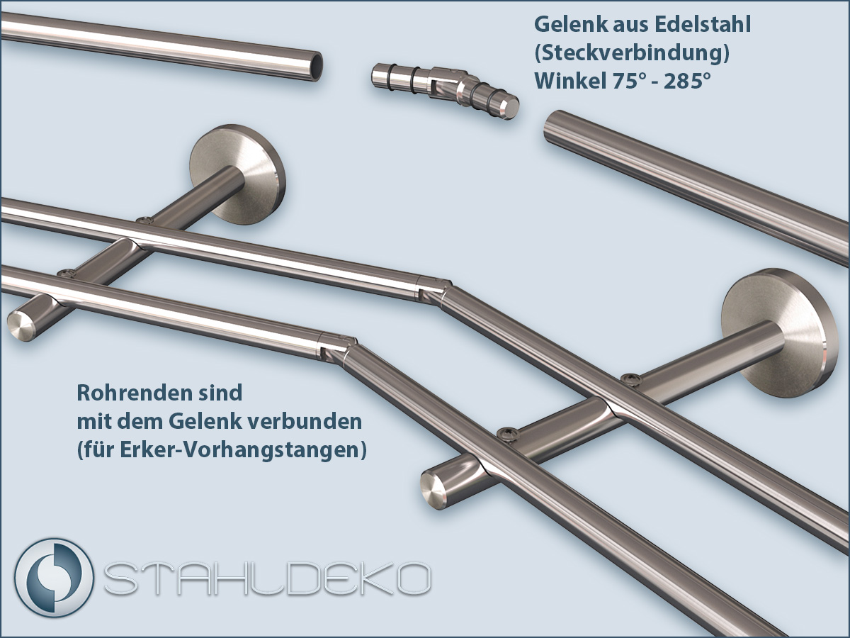 zweiläufig Maß Edelstahl-V2A Vorhangstange Sont-10 nach aus selber