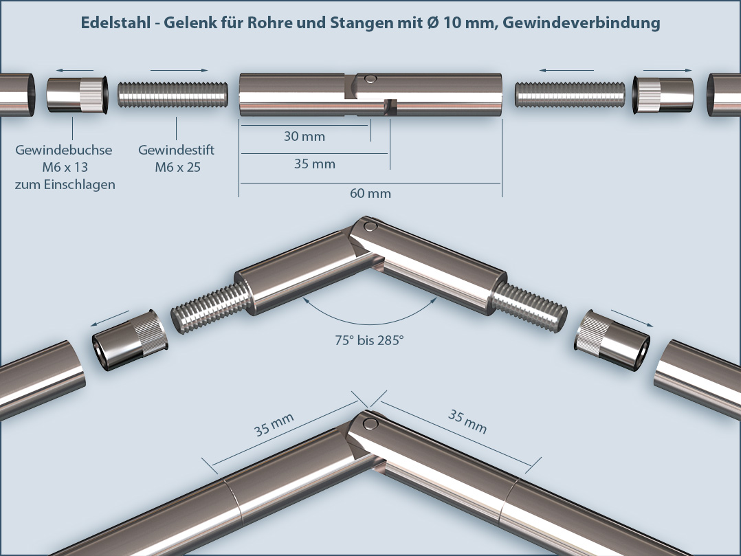 Rohr 10mm aus Edelstahl nach Maß selbst konfigurieren.