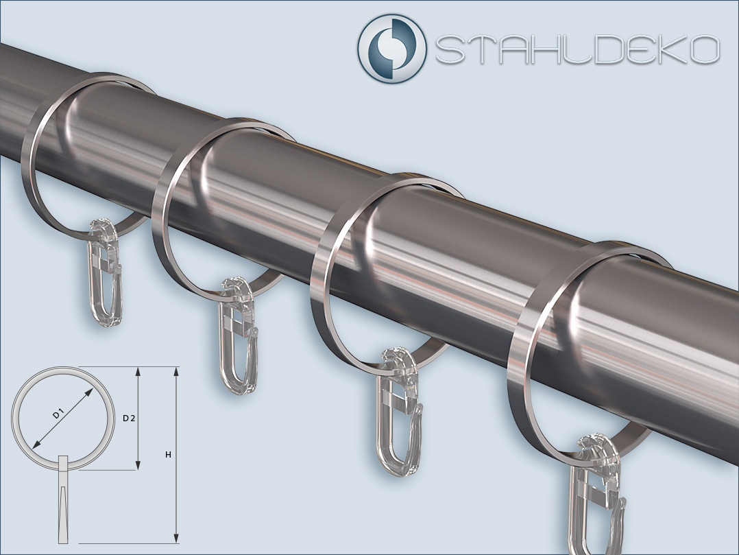 Gardinenringe Vorhangringe für Edelstahlrohre und Edelstahlstangen mit 28mm - Abmessungen
