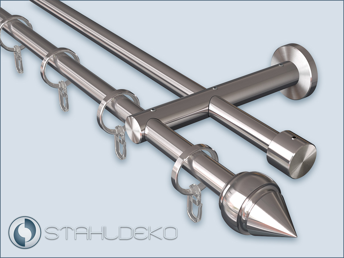 2-Lauf Gardinenstange Pfosten-16mm nach Wunsch zusammenstellen
