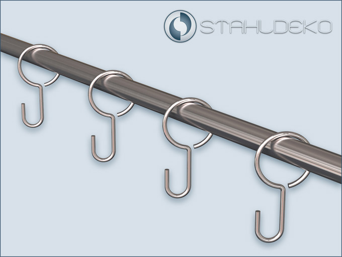 Stahlhaken - Ringhaken, Relinghaken und Seilhaken, für Rohre und Stangen mit 10mm-Durchmesser