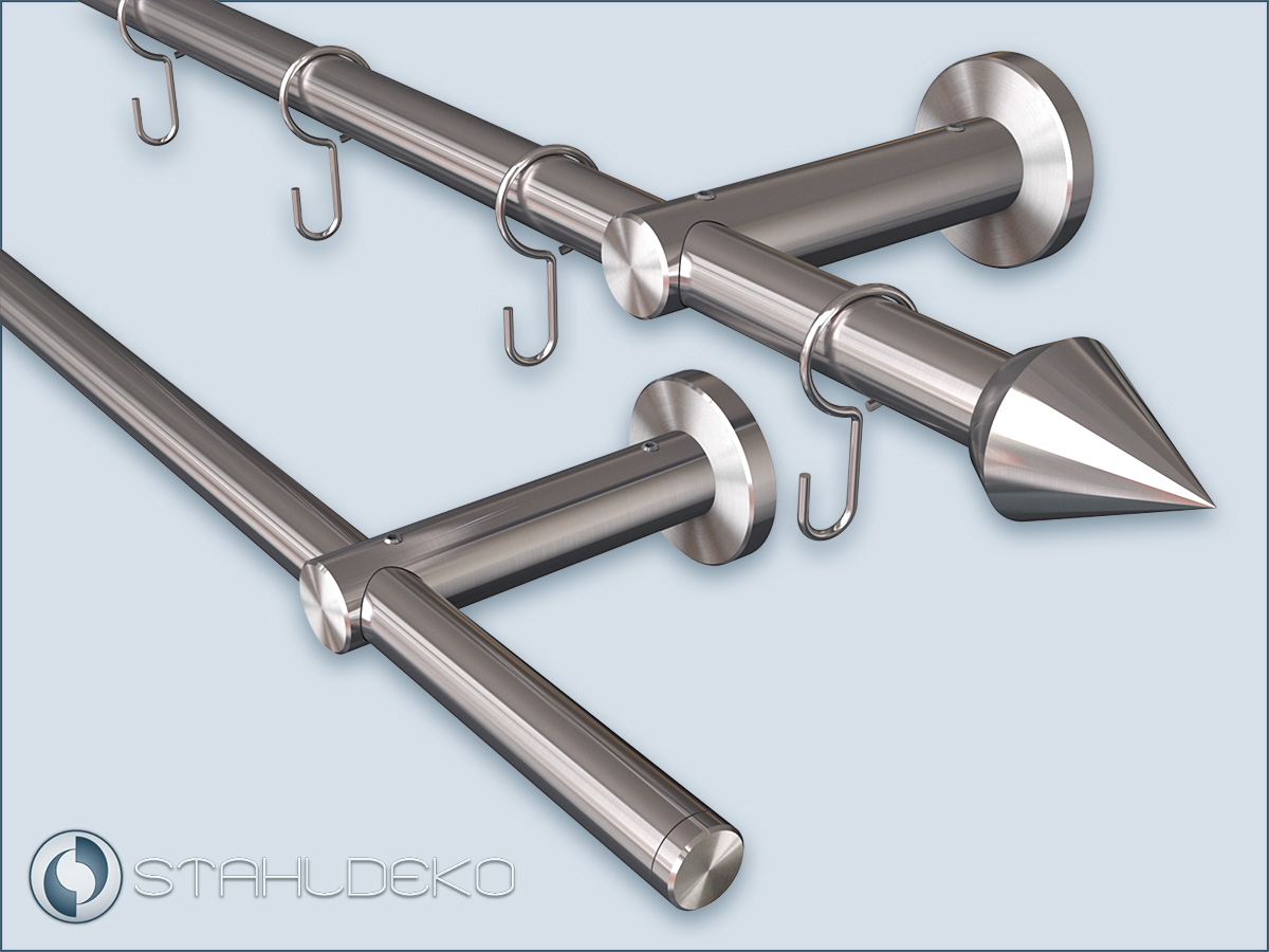 Edelstahl Einlauf-Gardinenstange Pfosten-16 Rundrohr-Durchmesser16mm Gardinenringe Vorhanghaken für Wandmontage