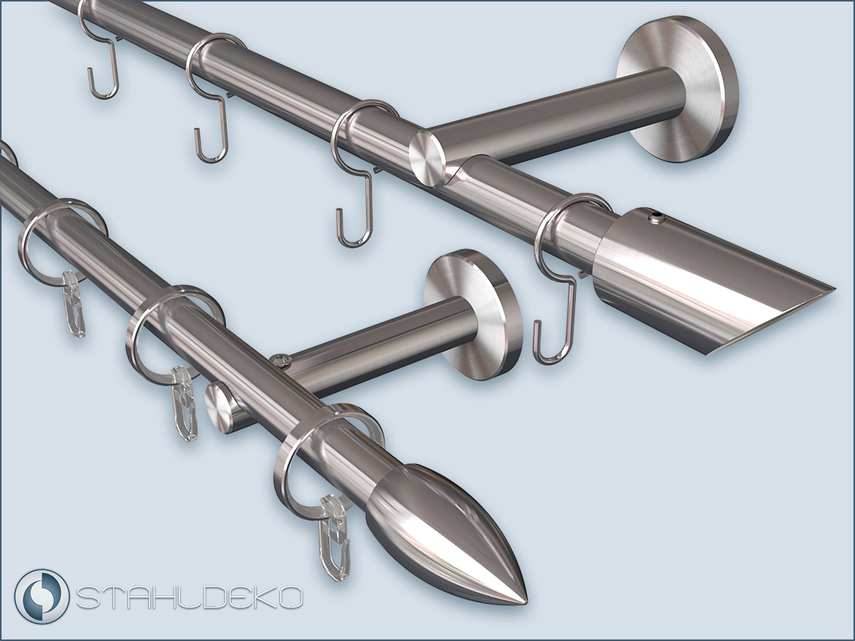Gardinenstange Sont-16 1-Lauf aus Edelstahl Befestigung an der Wand