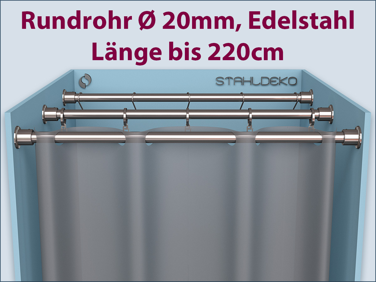Duschvorhang Halterung aus Edelstahl Ø 20mm, gerade Abtrennung selbst  anpassen.