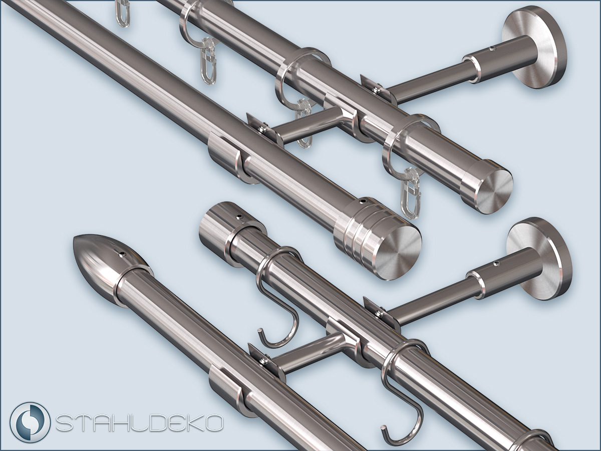 Vorhangstange aus Edelstahl mit dem zweiläufigem Trägersystem Top-20 individuell gestalten