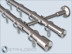 Stilvolle Gardinenstange, 20mm Durchm., 2-Lauf System, Top-20 Träger, Wellen Endstücke, Vorhangringe aus Edelstahl