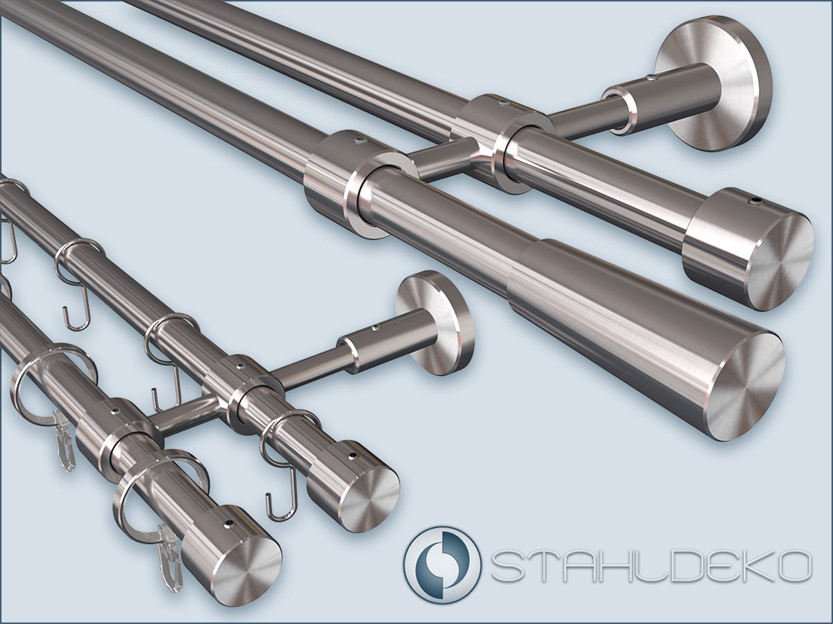 Gardinenstangen mit für Edelstahlrohren 2-läufige