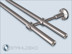 Moderne zweiläufige Gardinenstange, 16mm Edelstahlrohr, Top-16 Stangenträger, Einschlagkappe Endstücke, ohne Ringe und Haken
