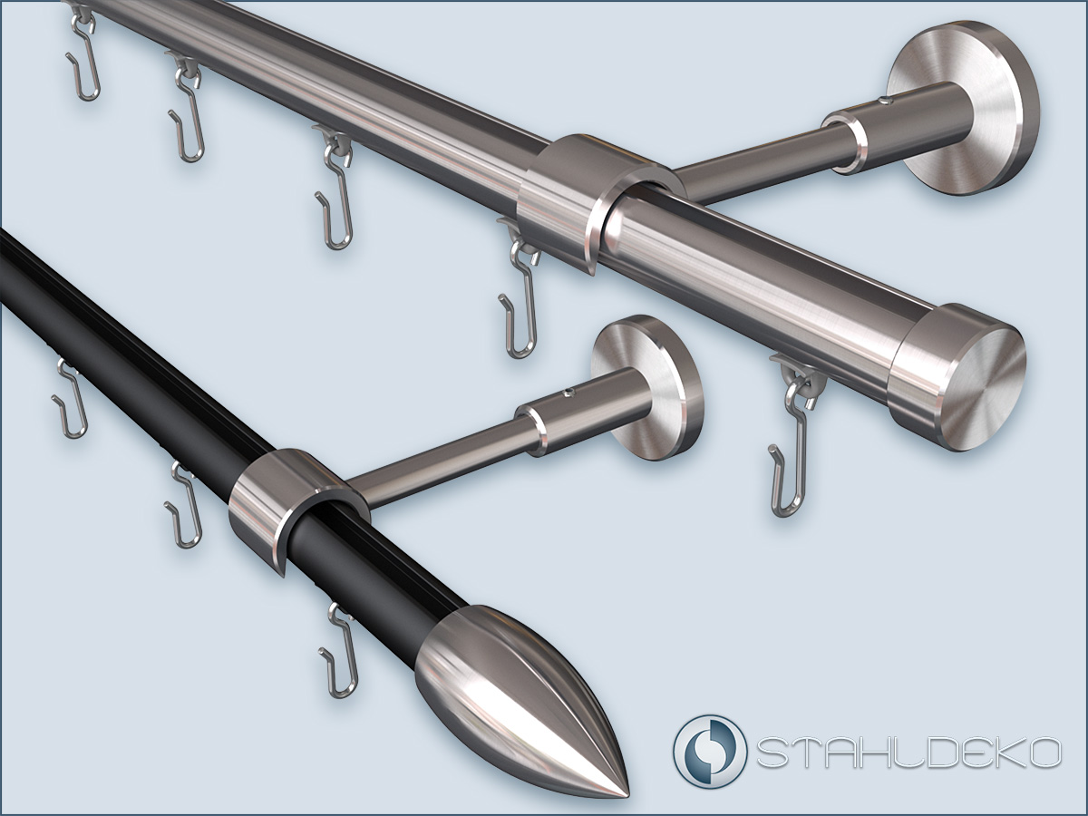 Innenlauf-Gardinenstange Top-20 einläufig, mit rundem Aluprofil, nach Ihren Anforderungen zusammenstellen