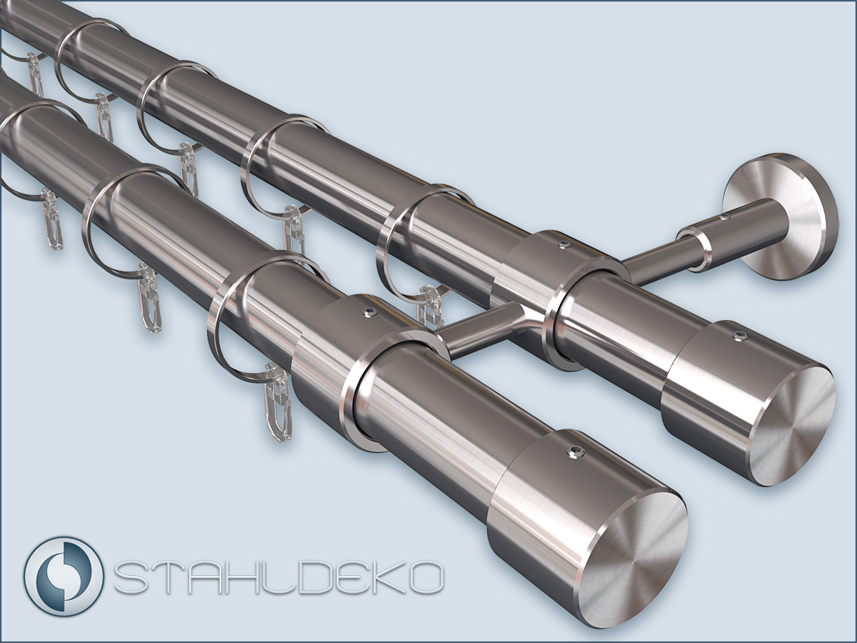 Dekotechnik Artikel: Gardinenstangen Primo28, doppelläufig mit Ringen